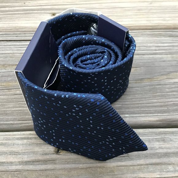 Addiction Men Tie Blue Woven Silk Tie Classic Neck - Picture 7 of 9